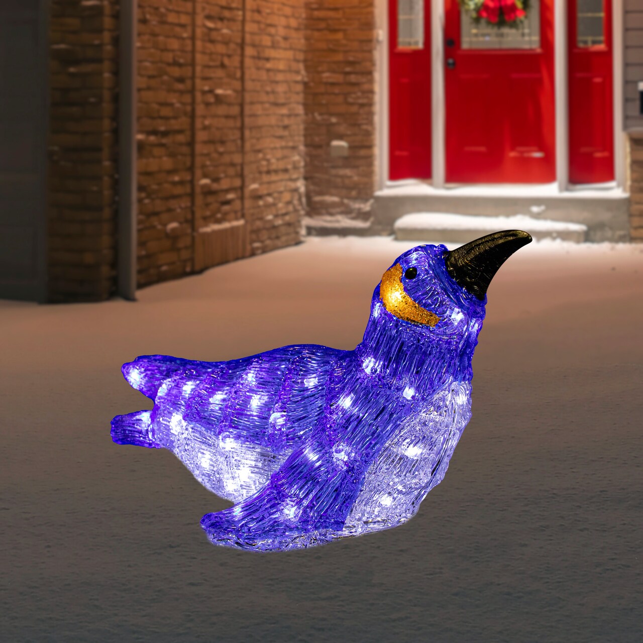 Northlight LED Lighted Commercial Grade Acrylic Swimming Penguin Outdoor Christmas Decoration - 16" - Pure White Lights